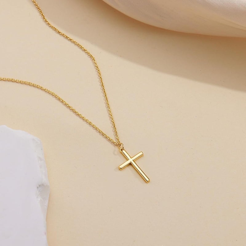 Poxtex Cross Necklace for Women Girls, Dainty 14K Gold Silver Plated Cross Choker Pendant Jewelry Non Tarnish Waterproof Trendy Cute Simple Small Necklace Easter Christian Baptism Religious Faith Jewelry Gifts - Image 5